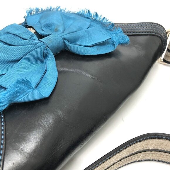 CELINE 115/130 ribbon Crossbody Bag Shoulder Bag Leather Black/SilverHardware - Picture 10 of 15